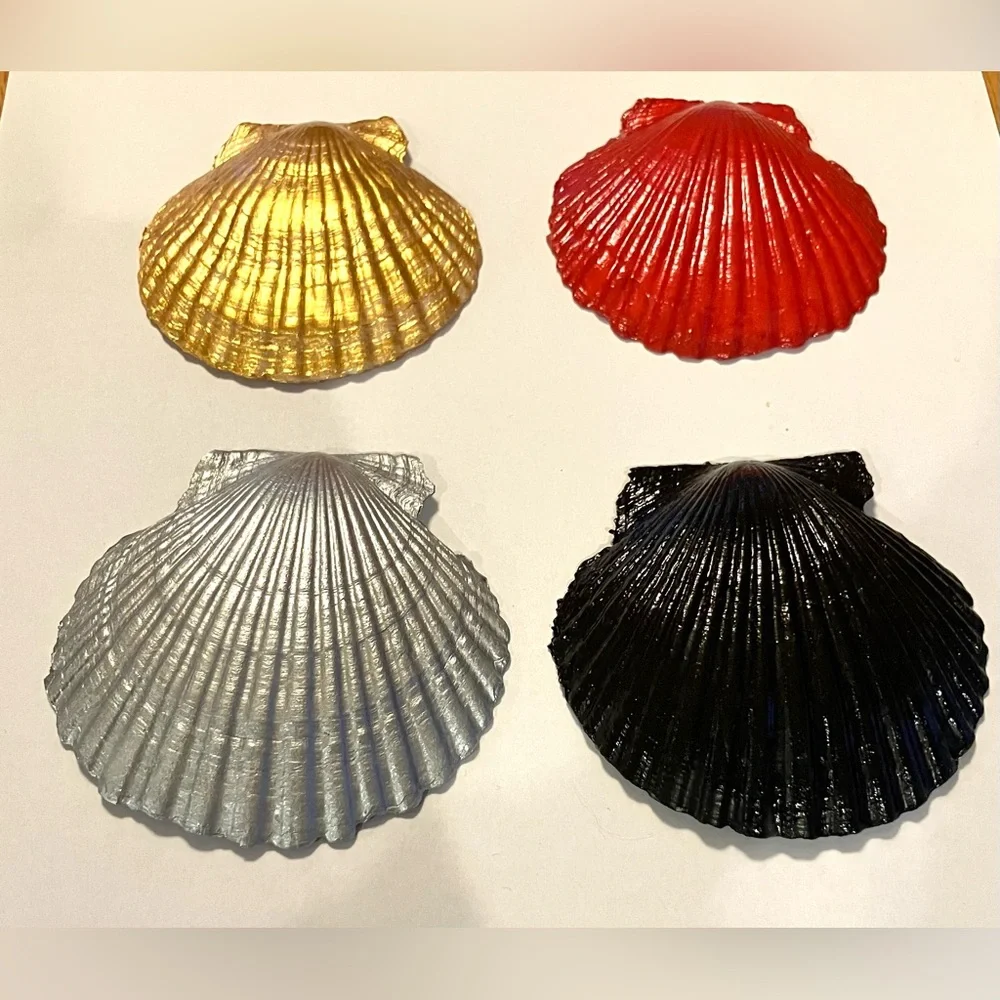 Handcrafted Shells Valentines Roses Decor or Ornament 4piece set Decoupage - Picture 7 of 7